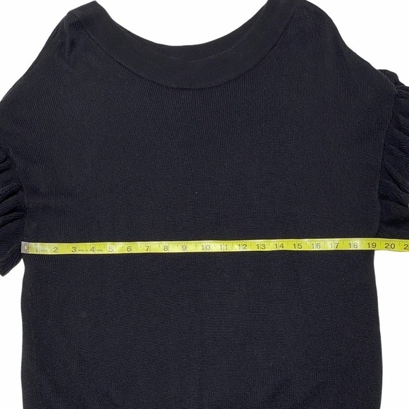 ELLE Black Short Sleeve Ruffled Blouse Size Medium - Picture 6 of 11